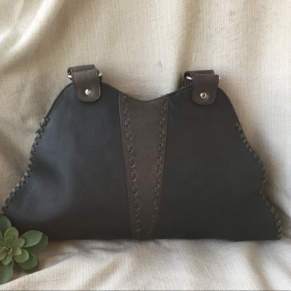 Unique two-tone leather handbag - Picture 3 of 7